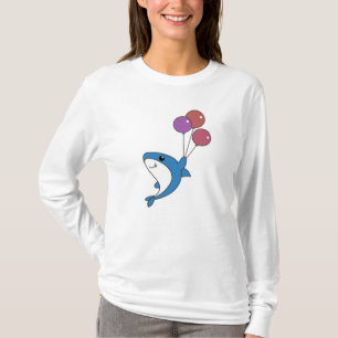 Camiseta Hai Fish Flies With Balloons Sweet Animals Shark