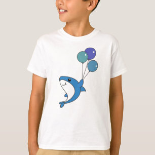 Camiseta Hai Fish Flies With Balloons Sweet Animals Shark