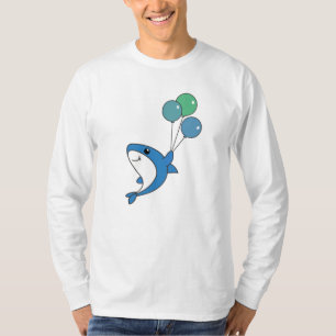 Camiseta Hai Fish Flies With Balloons Sweet Animals Shark