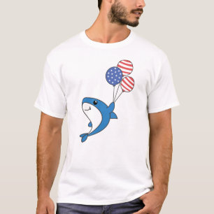 Camiseta Hai Flies Balloons USA Up Sweet Animals Shark Fish