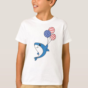 Camiseta Hai Flies Balloons USA Up Sweet Animals Shark Fish