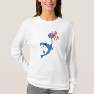 Camiseta Hai Flies Balloons USA Up Sweet Animals Shark Fish