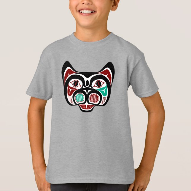 Camiseta Haida Kitty, blanco rojo de la costa noroeste del  (Anverso)