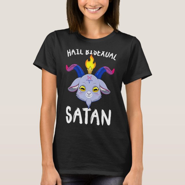 Camiseta Hail Bisexual Satan Baphomet Goat Head Lgbt Bi Pri (Anverso)