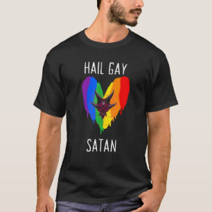 Camiseta Hail Gay Satan LGBT Gótico Gay Pride Baphomet Pent