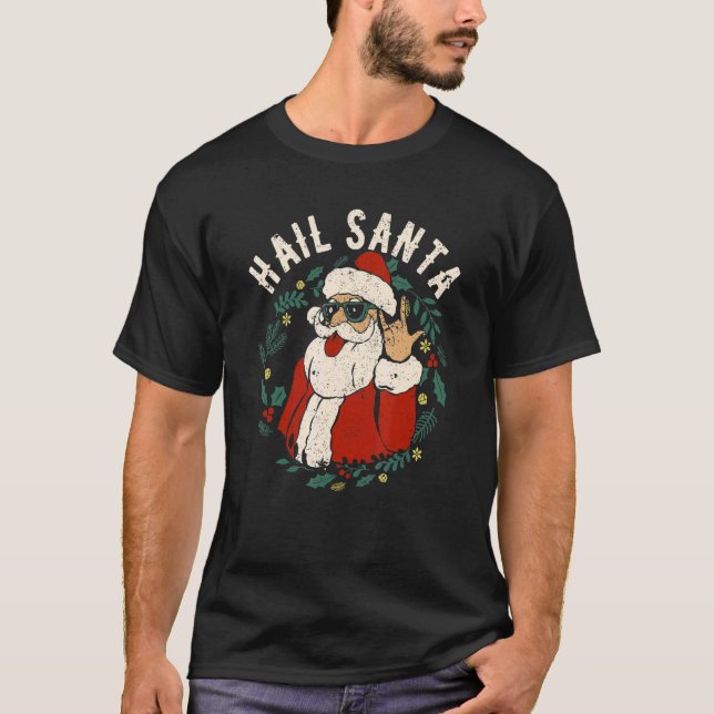 Camiseta Hail Santa Claus Sleigher Christmas Rock Metal Xma (Anverso)