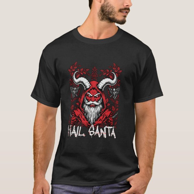 Camiseta Hail Santa Pagan Happy Solstice Gothic Christmas S (Anverso)