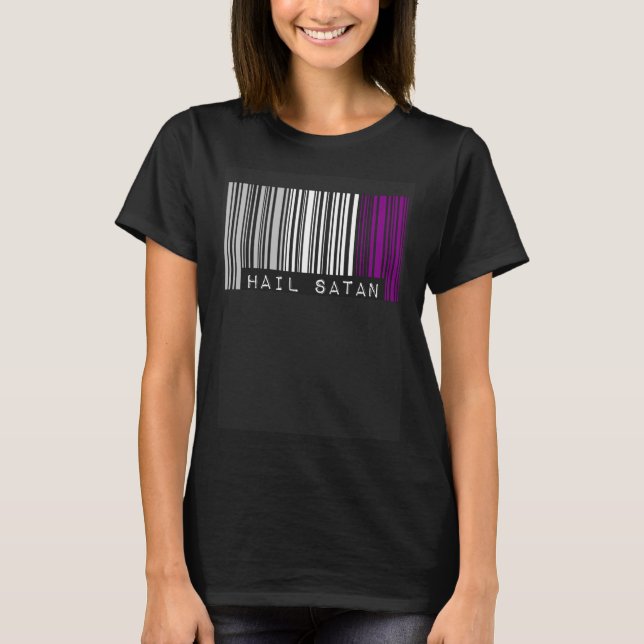 Camiseta Hail Satan Asexual Pride Flag Barcode Satanist Equ (Anverso)
