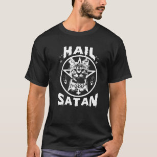 Camiseta Hail Satan Meow Gato Kitty 666 Gatos Demónicos