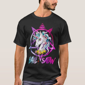 Camiseta Hail Satan Muerte de Unicornio Hombres Metalizado
