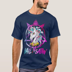 Camiseta Hail Satan Muerte de Unicornio Hombres Metalizado 