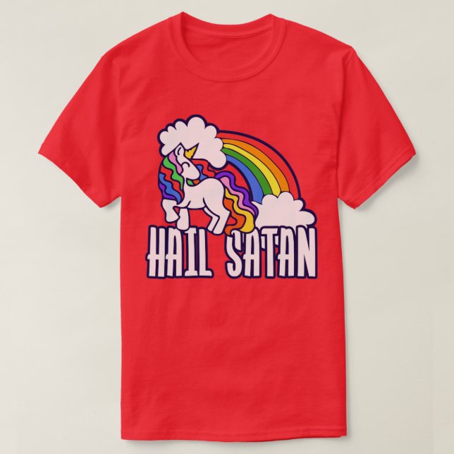 Camiseta Hail Satan Rainbow Unicorn (Diseño del anverso)
