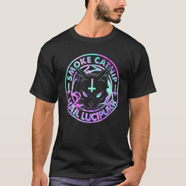 Camiseta Hail Satan Smoke Catnip Hail Lucipurr Satanic Blac (Anverso)