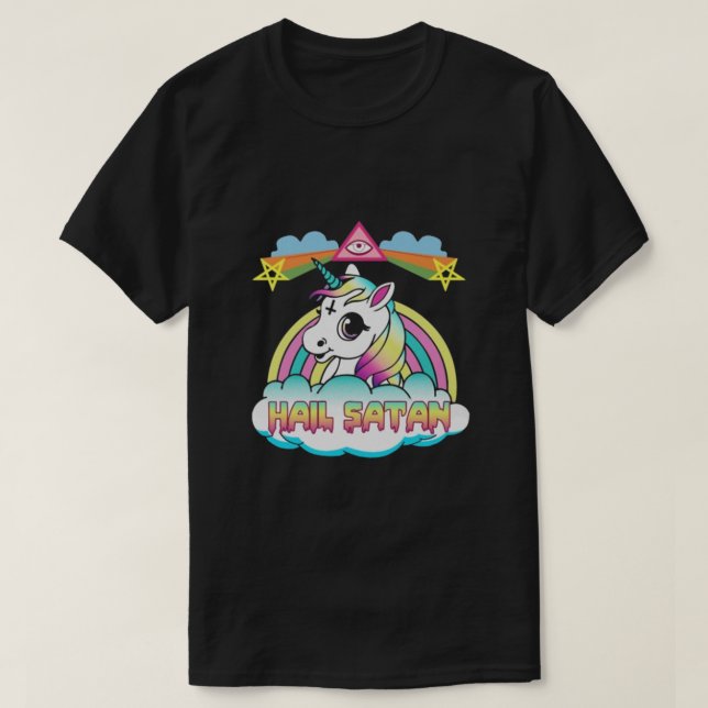 Camiseta Hail Satan Unicorn (Diseño del anverso)