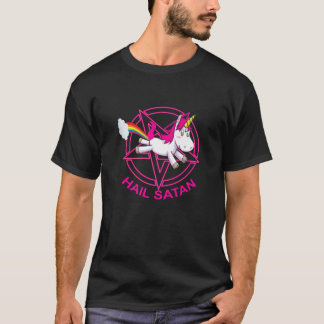 Camiseta Hail Satan Unicorn - Fundadosa muerte Metalizado U