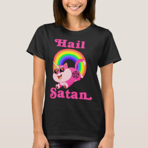 Camiseta Hail Satan Unicorn Gato Arcoiris, divertida muerte