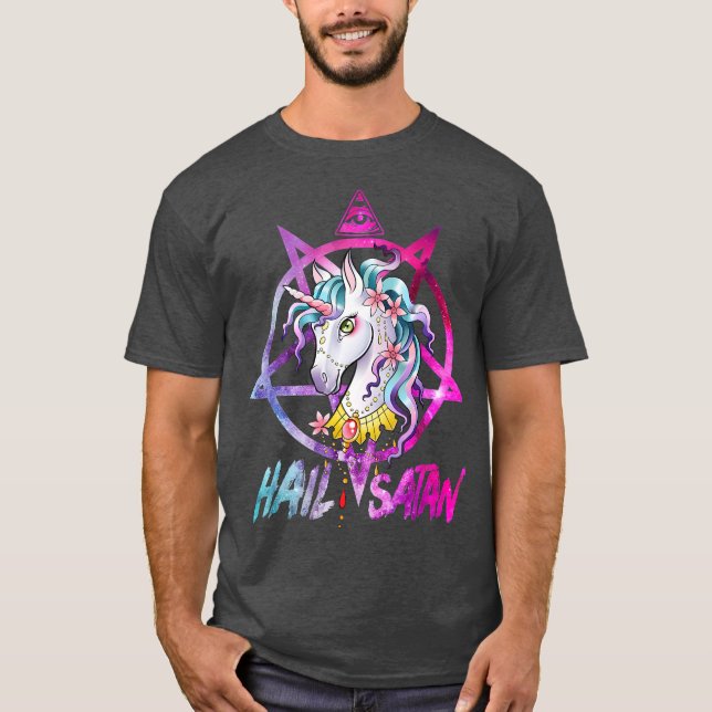 Camiseta Hail Satanás: Muerte de unicornio Hombres Metaliza (Anverso)