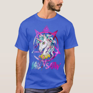 Camiseta Hail Satanás Muerte de Unicornio Hombres Metalizad