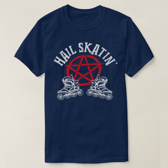 Camiseta Hail Skatin Satanic Cross Roller Skyline Pluma Sat (Diseño del anverso)