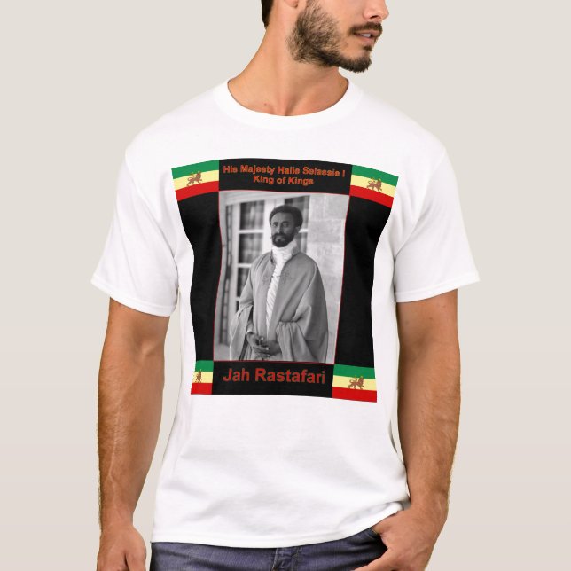 Camiseta Haile Selassie el león de Judah, Jah Rastafari (Anverso)