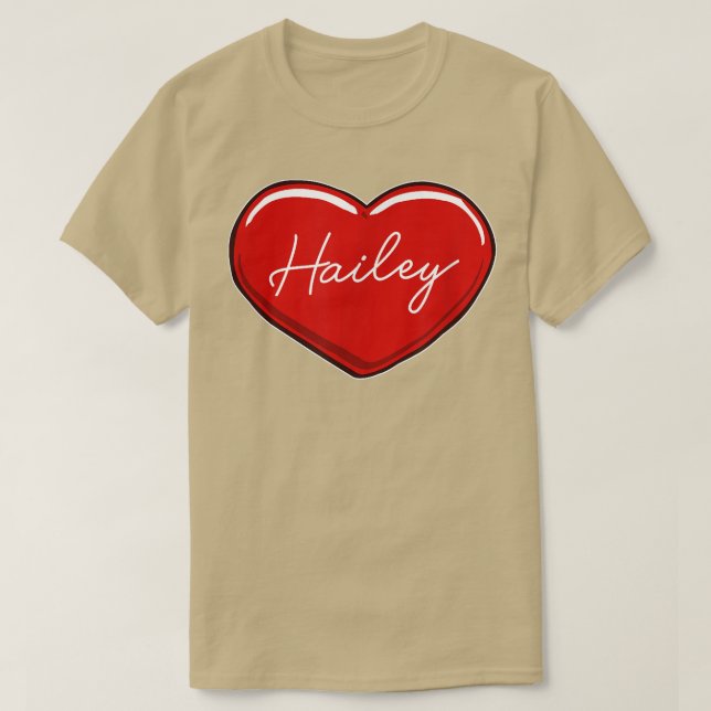 Camiseta Hailey, corazón descortezadoCorazones de nombre qu (Diseño del anverso)