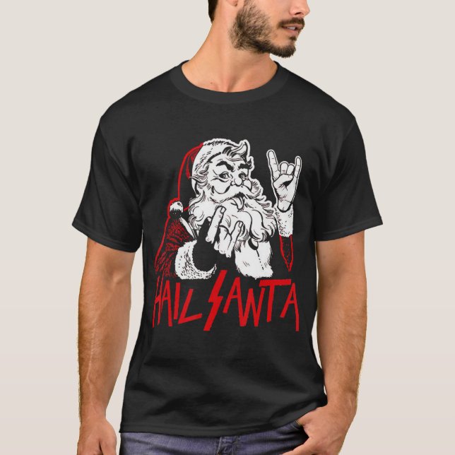 Camiseta #HailSantaSleigher, pesados Navidades Metalizado # (Anverso)