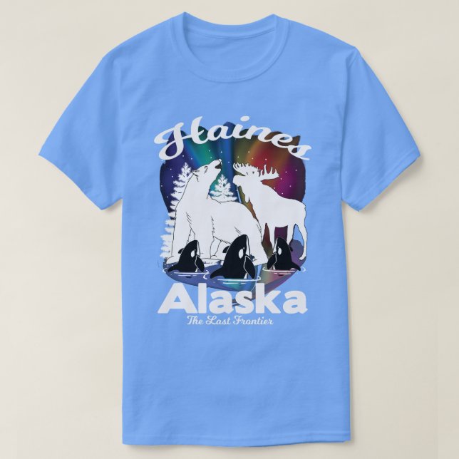 Camiseta Haines Alaska Aurora Borealis Bear Orca Moose Swea (Diseño del anverso)