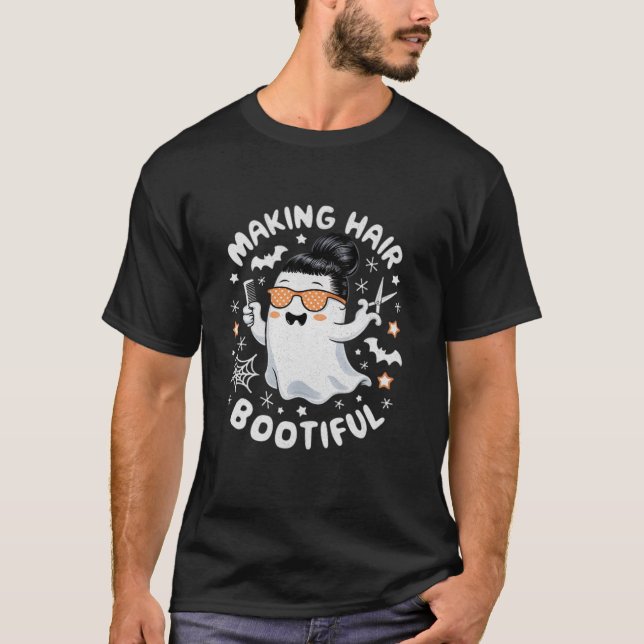 Camiseta Hair Bootious Funny Scary Ghost Hairdresser (Anverso)