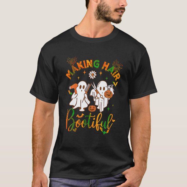 Camiseta Hair Bootious Funny Scary Ghost Hairdresser (Anverso)