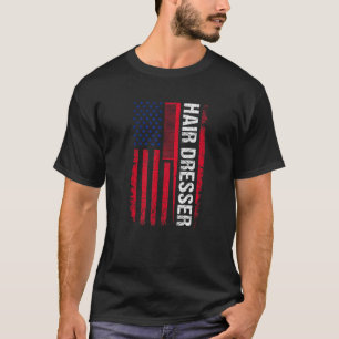 Camiseta Hair Dresser Bandera Americana Salon Hairstylist B