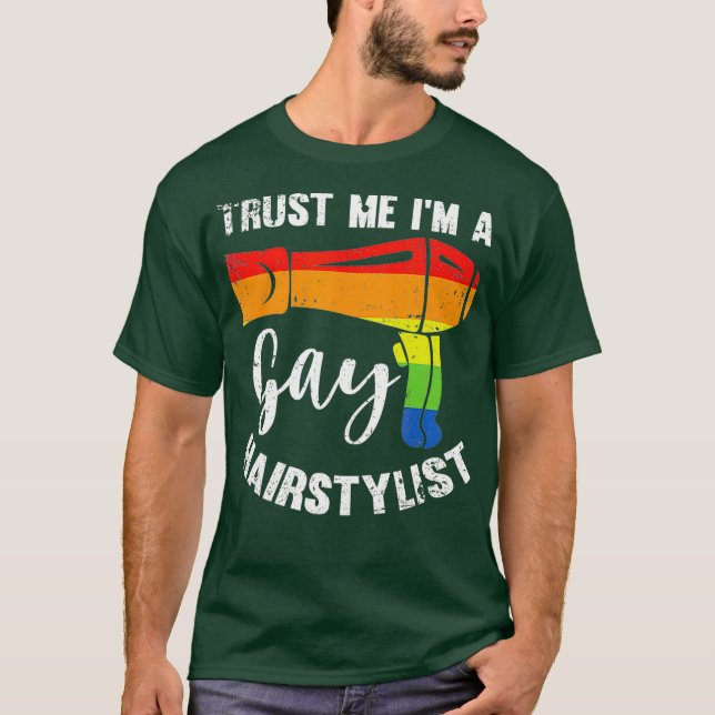 Camiseta Hair-Dresser Barber Shop LGBT Trust Me Gay Hair (Anverso)