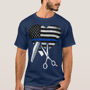 Camiseta Hair Estilista Bandera Estadounidense Corazón delg