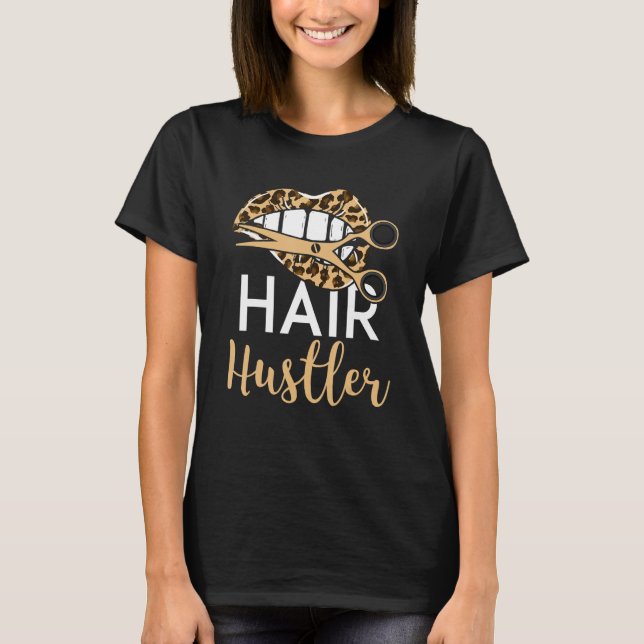 Camiseta Hair Hustler Hairstylist Leopard Hair Trimmer (Anverso)
