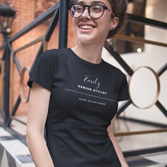Camiseta Hair Salon Business Name Employee Job White Black (Subido por el creador)