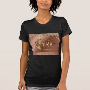 Camiseta Hair salon extensión de pelo peluca dorado goteo