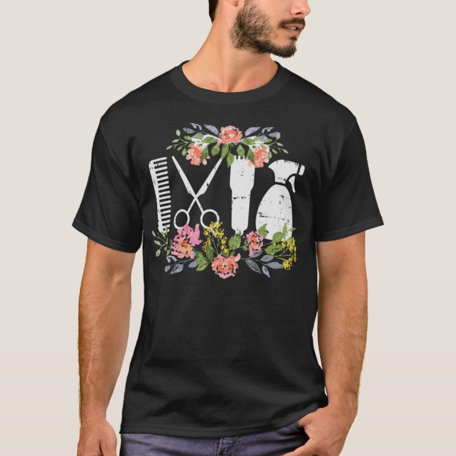 Camiseta Hair Styling Tool Flower Hairdresser Hairstylist (Anverso)