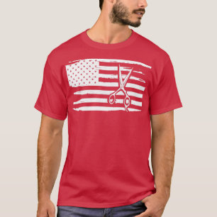 Camiseta Hair Stylist Hairdresser Scissor con bandera estad