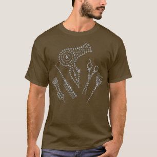 Camiseta Hair Stylist Salon Apron Diamante de imitación Sci