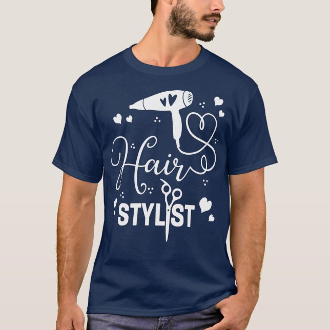 Camiseta Hair Stylista Scissors Dryer Hairstylist Barber (Anverso)