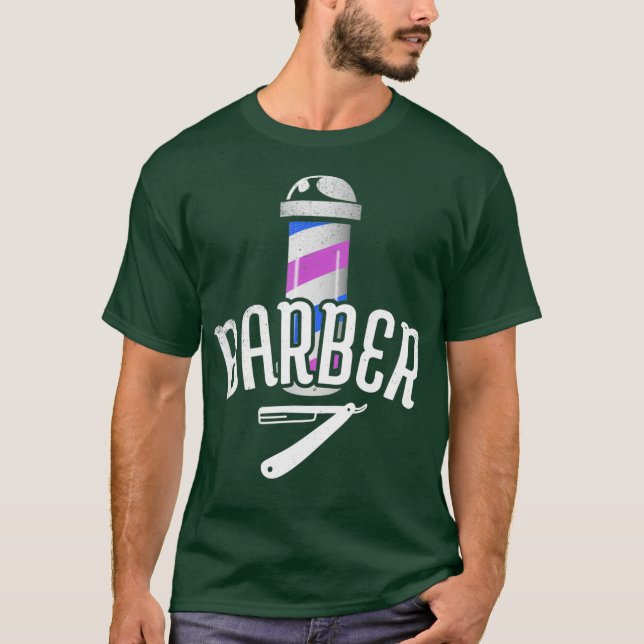 Camiseta Hairdresser Barber Pole Hair Stylist Razor (Anverso)