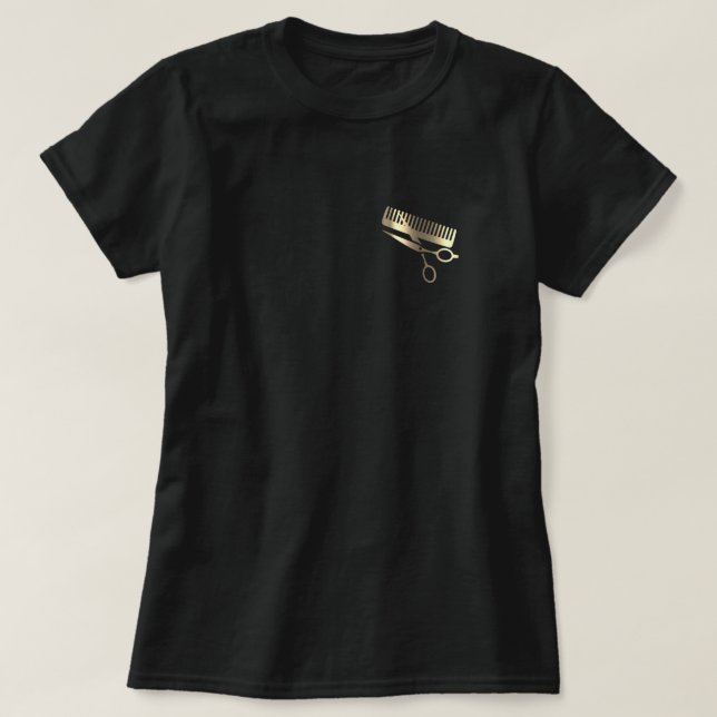 Camiseta Hairdresser Gold Scissors Hair Barber (Diseño del anverso)