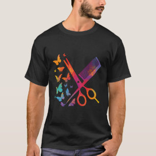 Camiseta Hairdresser Hair Stylist Scissors Comb Mariposa