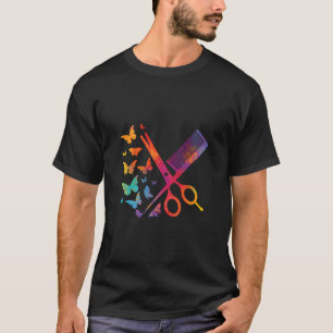 Camiseta Hairdresser Hair Stylist Scissors Comb Mariposa