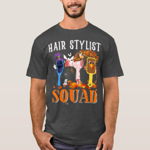 Camiseta Hairstylist Squad Thankding Halloween Fall Tre