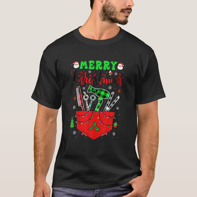 Camiseta Hairstylist Tools para Feliz Navidad En Pocket Xma (Anverso)