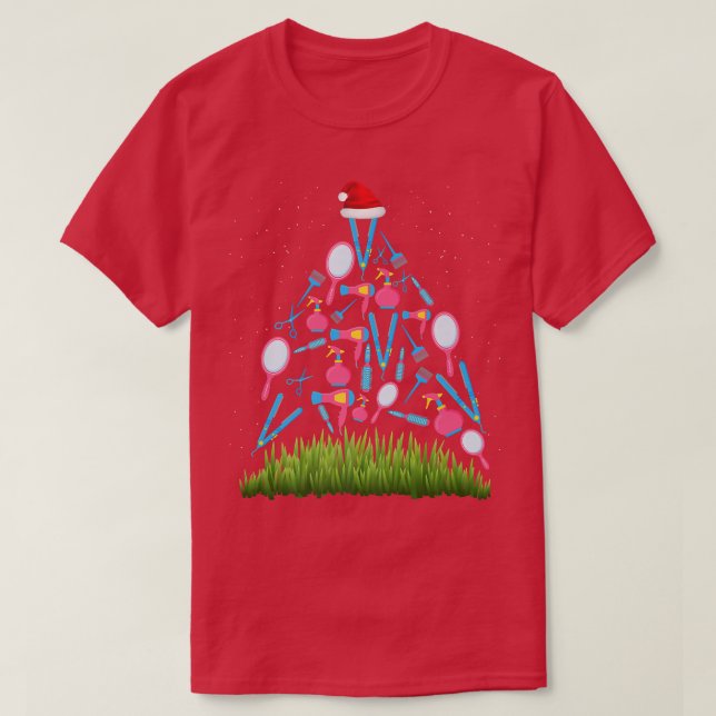 Camiseta Hairstylista Christmas Tree Funny Hairdresser Xmas (Diseño del anverso)