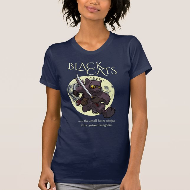 Camiseta Hairy Ninjas Black Cat Flick Kick Personalizado (Anverso)