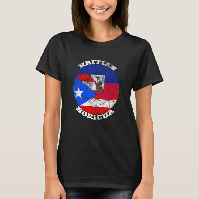 Camiseta Haiti and Puerto Rico flag, Half Haitian Half Bori (Anverso)