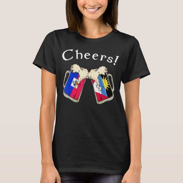 Camiseta Haiti Antigua Barbuda Flag Cheers Beer Grown Patri (Anverso)