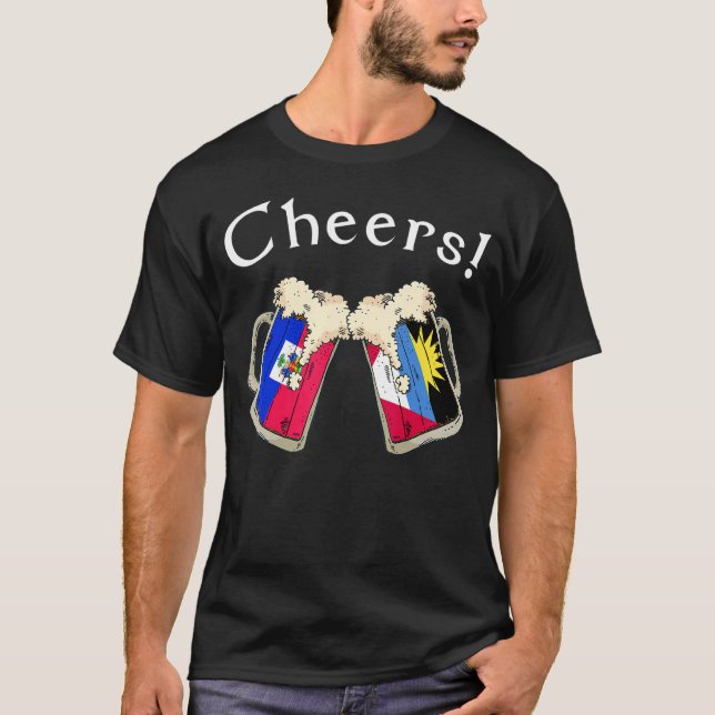 Camiseta Haiti Antigua Barbuda Flag Cheers Beer Grown Patri (Anverso)
